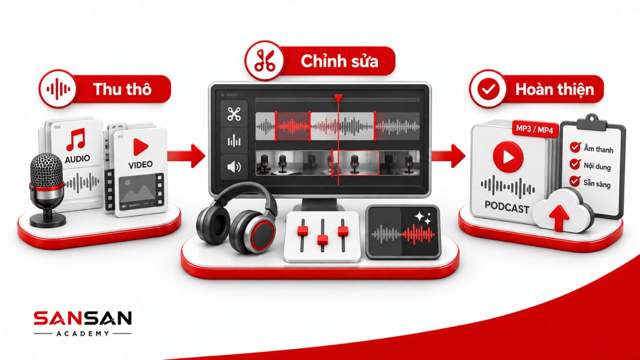 Episode được chỉnh cấu trúc, âm thanh và hoàn thiện trước khi xuất bản