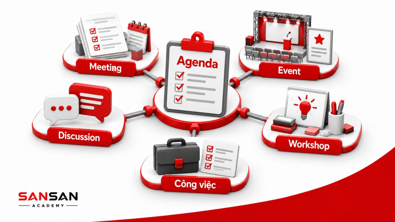 Các loại agenda cho họp, sự kiện, thảo luận và workshop