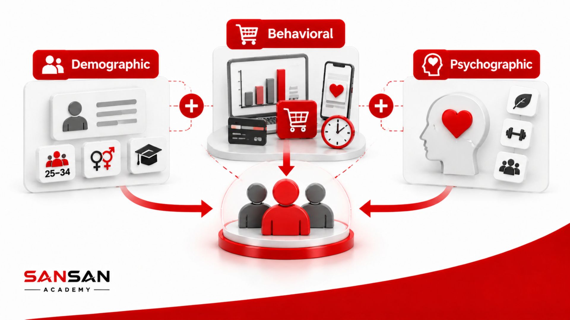 Kết hợp Demographic, Behavioral và Psychographic để xây dựng chân dung khách hàng mục tiêu đầy đủ hơn.