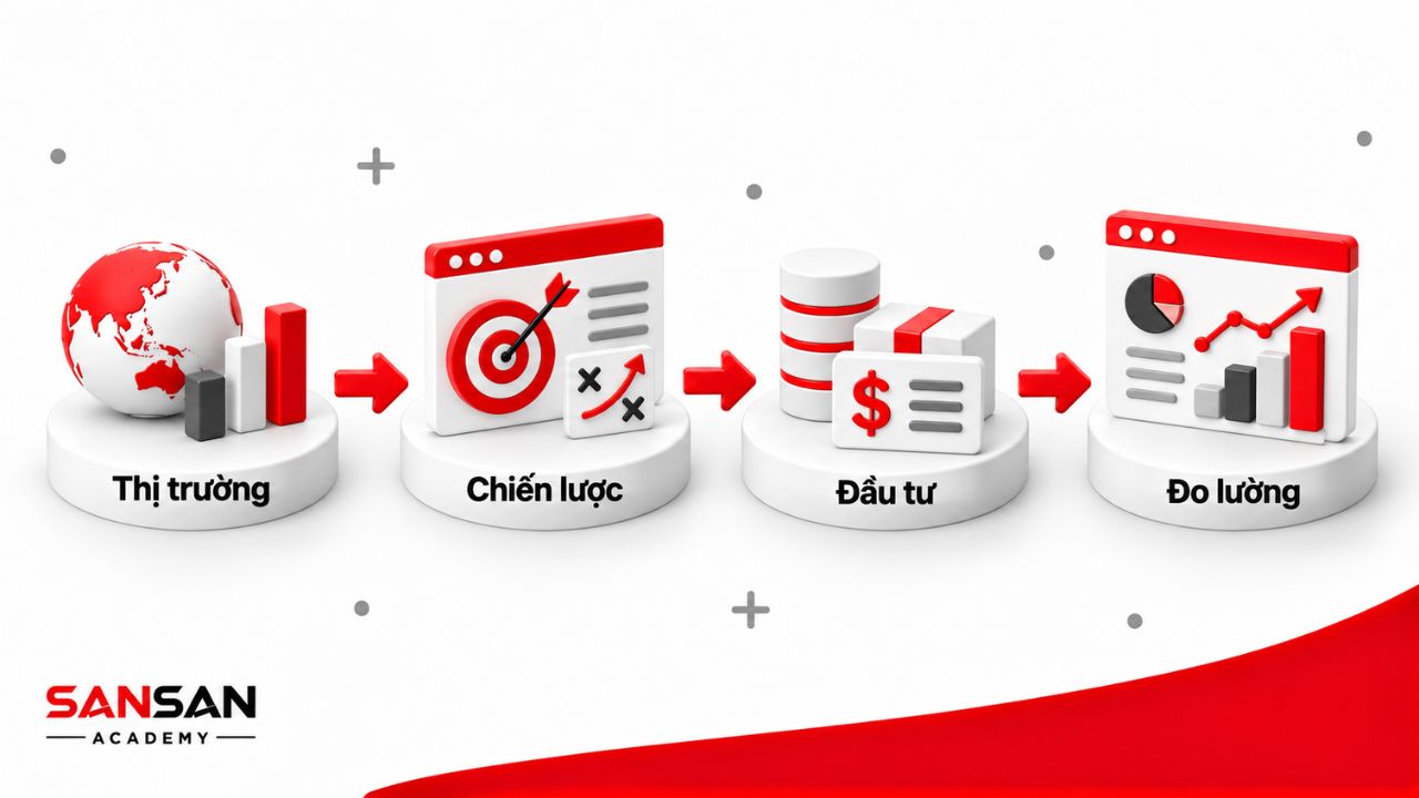 CMO chuyển tín hiệu thị trường thành chiến lược, phân bổ đầu tư và hệ thống đo lường để hỗ trợ mục tiêu kinh doanh.