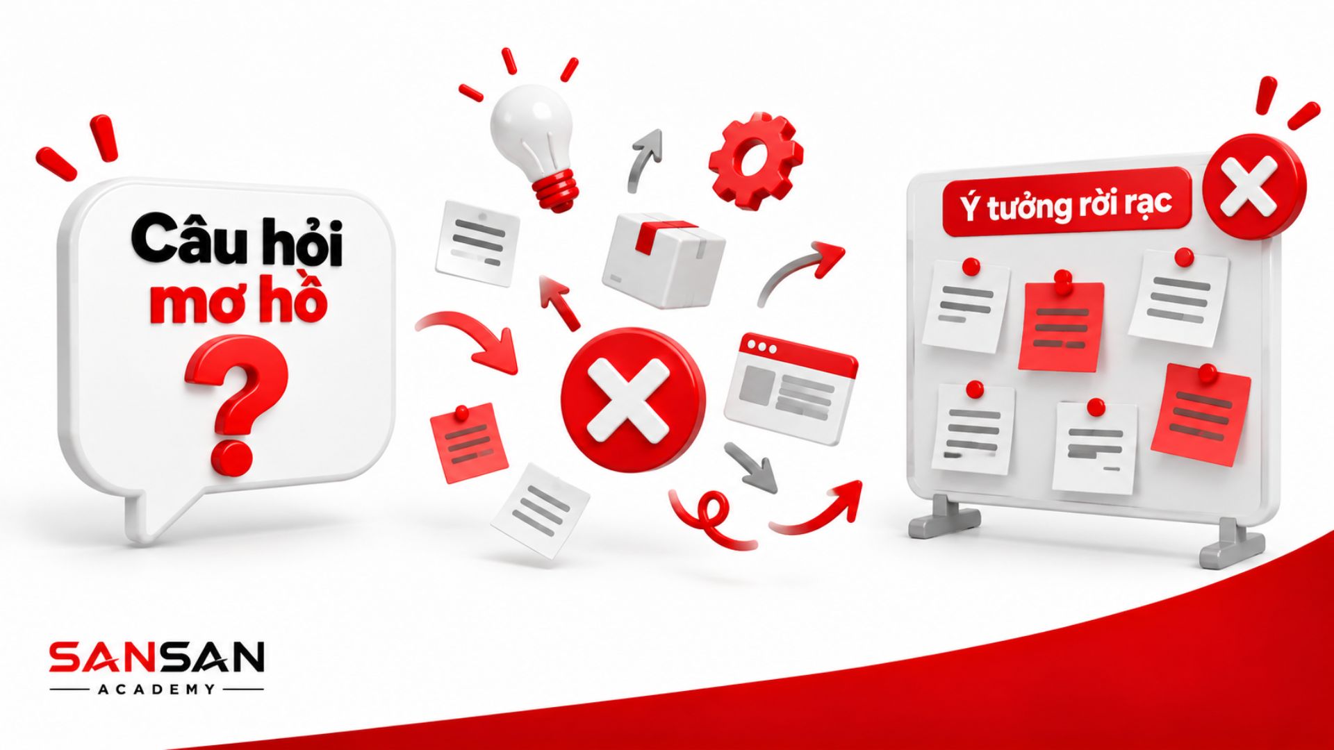Câu hỏi SCAMPER quá chung chung tạo ra nhiều ý tưởng rời rạc và khó phát triển thành giải pháp cụ thể.