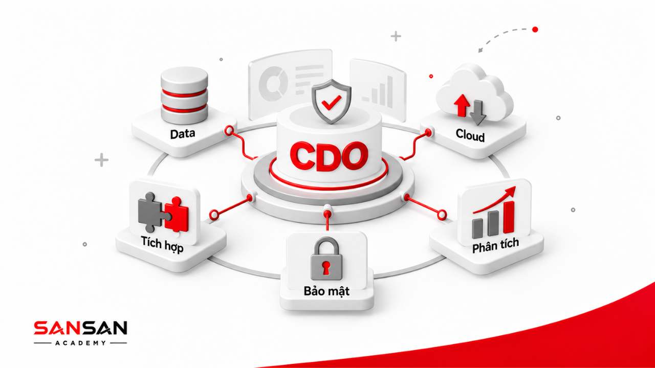 CDO quản trị dữ liệu, tích hợp, bảo mật, cloud và phân tích