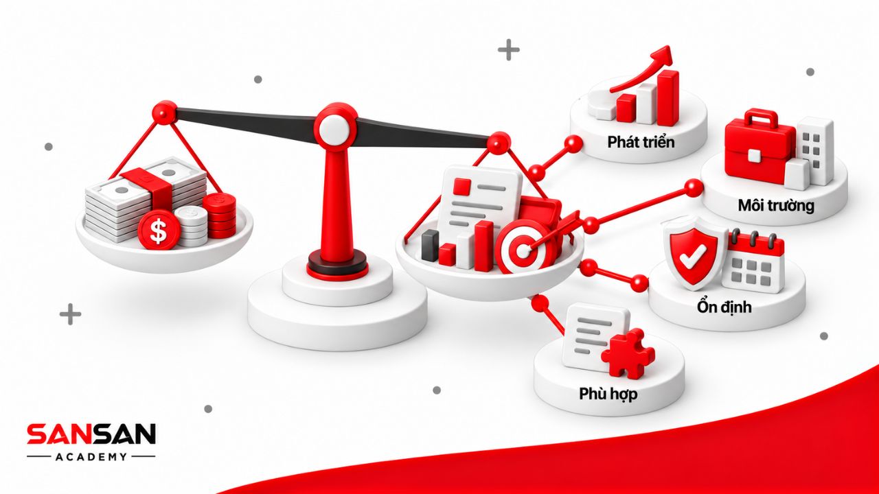 Giá trị của một offer được cân nhắc giữa thu nhập, cơ hội phát triển, môi trường làm việc, sự ổn định và mức độ phù hợp nghề nghiệp.