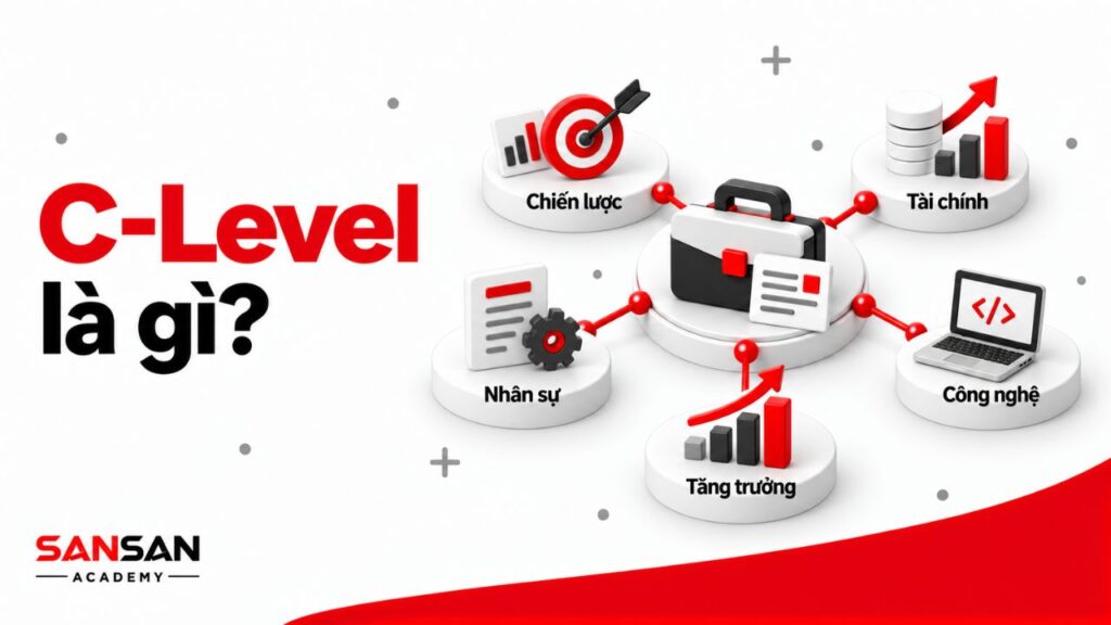 C-Level là nhóm lãnh đạo cấp cao phụ trách chiến lược, tài chính, nhân sự, công nghệ và tăng trưởng của doanh nghiệp.