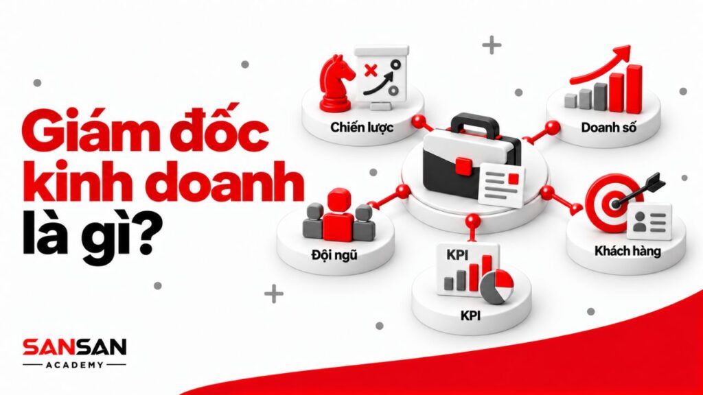 Giám đốc kinh doanh kết nối chiến lược, doanh số, khách hàng, đội ngũ và KPI để điều hành hoạt động tăng trưởng.