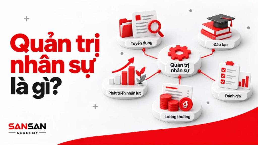Quản trị nhân sự là gì với các hoạt động tuyển dụng, đào tạo, đánh giá, lương thưởng và phát triển nhân lực