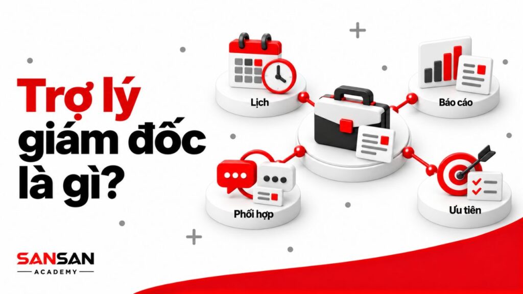 Trợ lý giám đốc hỗ trợ quản lý lịch, phối hợp công việc, tổng hợp báo cáo và sắp xếp các đầu việc ưu tiên.