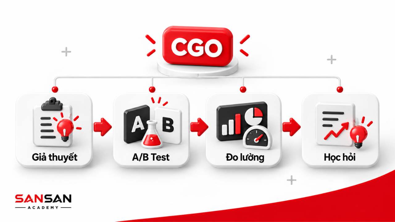 Quy trình thử nghiệm từ giả thuyết, A/B test, đo lường đến học hỏi