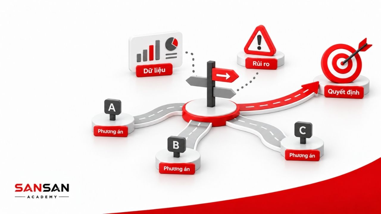 Dữ liệu, phương án và rủi ro được cân nhắc trước quyết định