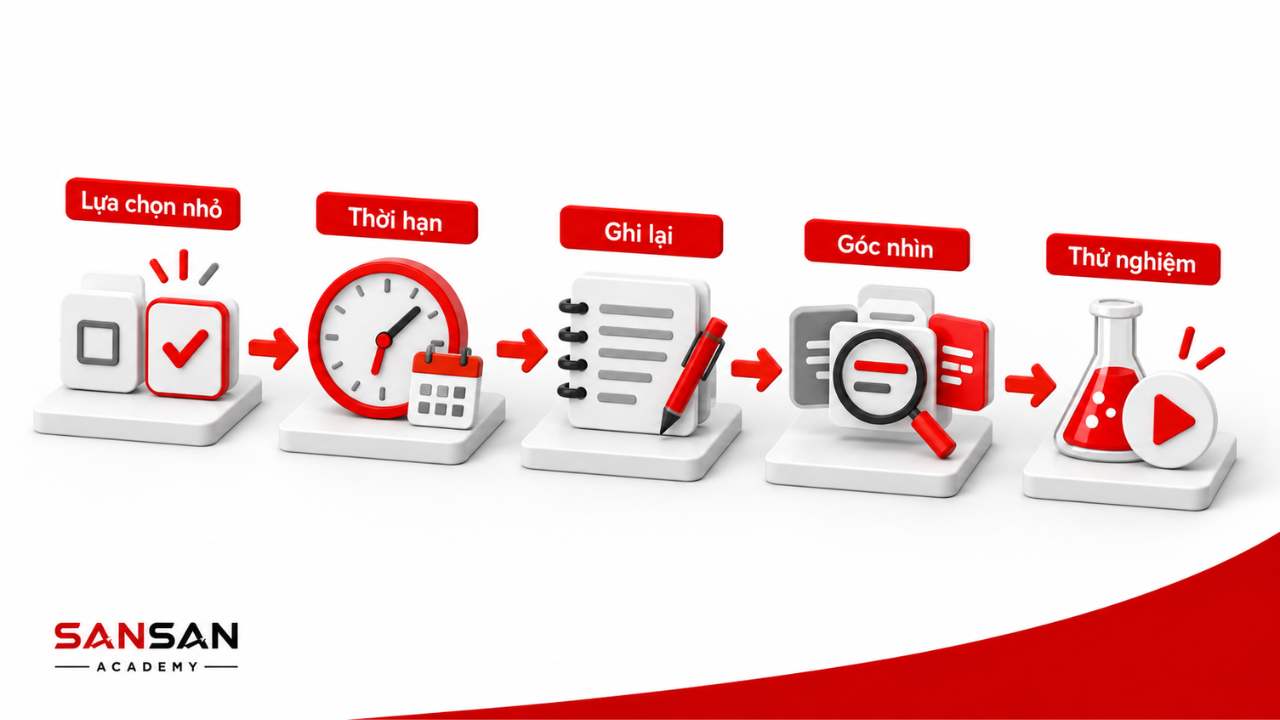 Cách rèn luyện kỹ năng ra quyết định qua lựa chọn nhỏ thời hạn ghi chép và thử nghiệm