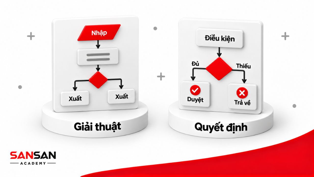 So sánh lưu đồ giải thuật và quyết định