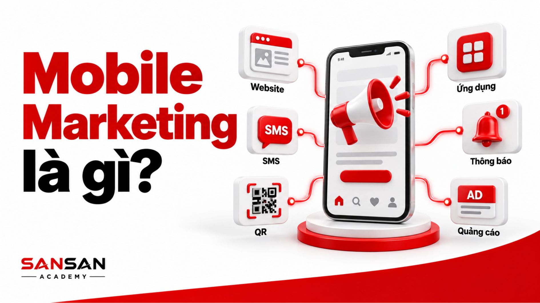 Mobile Marketing kết hợp nhiều điểm chạm trên thiết bị di động để thu hút, chăm sóc, chuyển đổi và đo lường hành vi khách hàng.