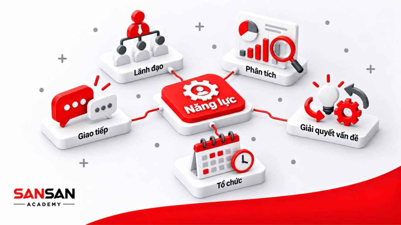 Kỹ năng Production Manager gồm lãnh đạo, giao tiếp, phân tích, tổ chức và giải quyết vấn đề