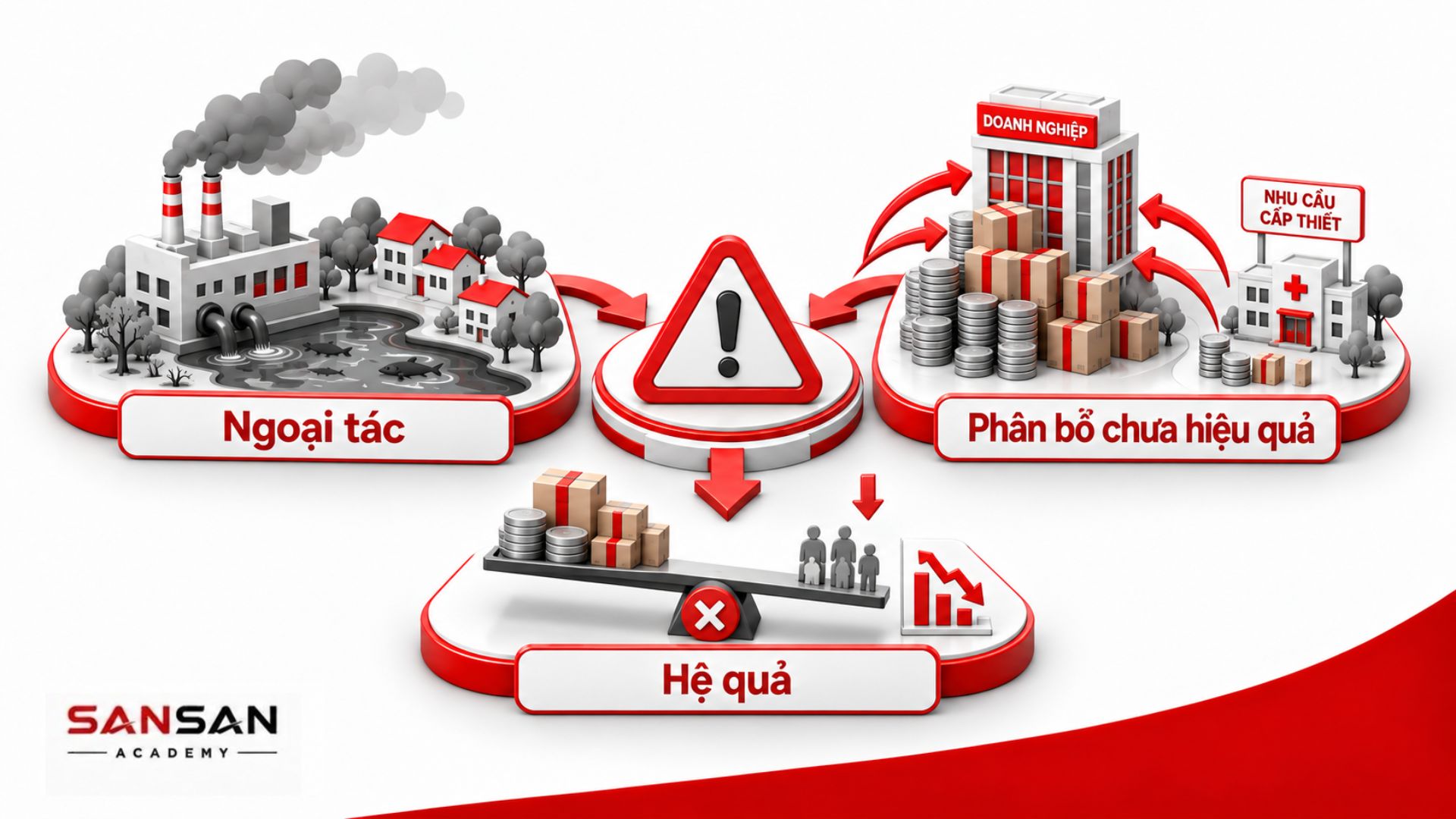 Ngoại tác khiến chi phí xã hội và nguồn lực không được phản ánh đầy đủ