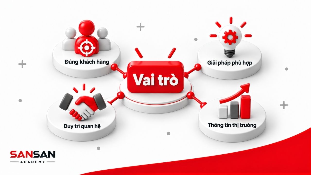 Chăm sóc khách hàng gồm bàn giao, theo dõi, phản hồi, cập nhật CRM và báo cáo kết quả