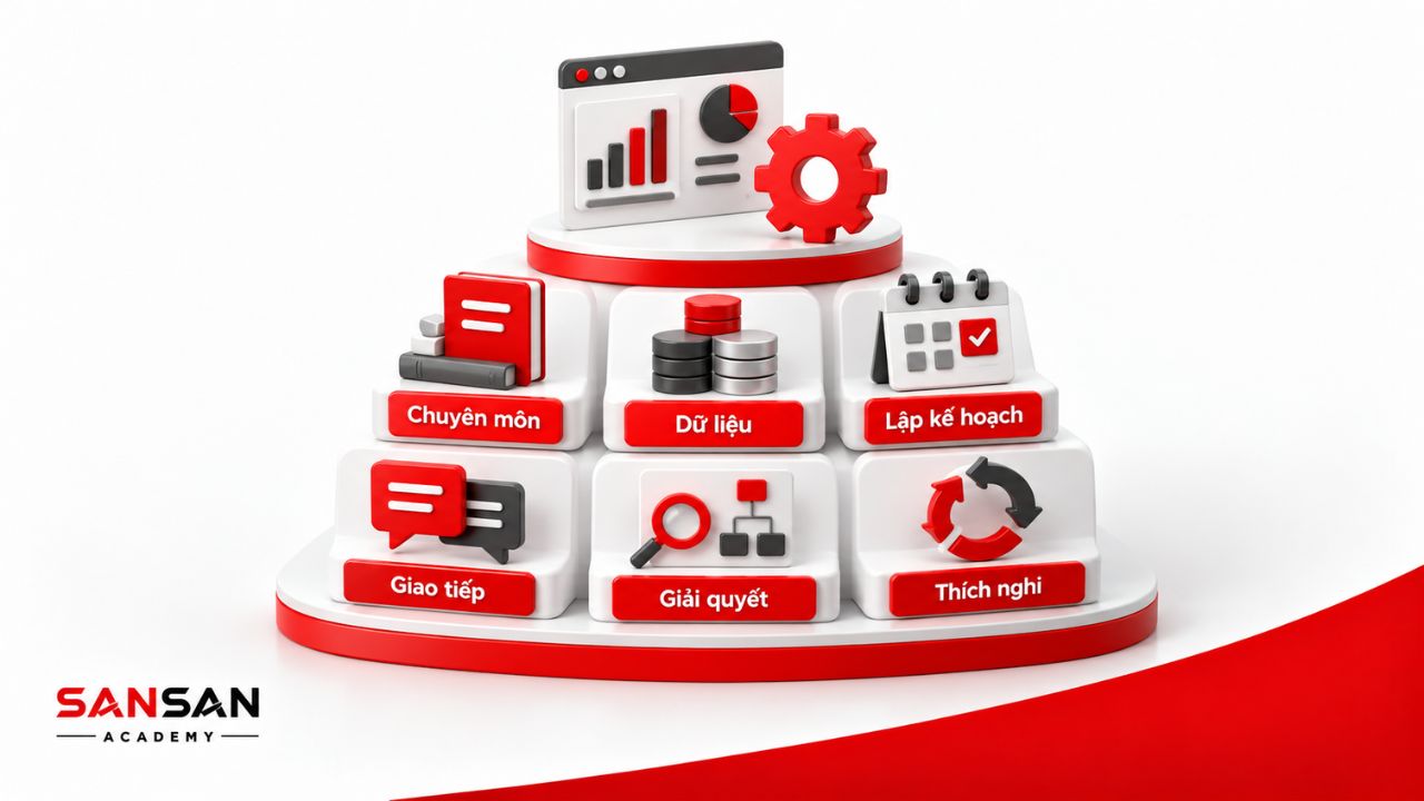 Nền tảng Operation gồm chuyên môn, dữ liệu, lập kế hoạch, giao tiếp, giải quyết vấn đề và thích nghi.