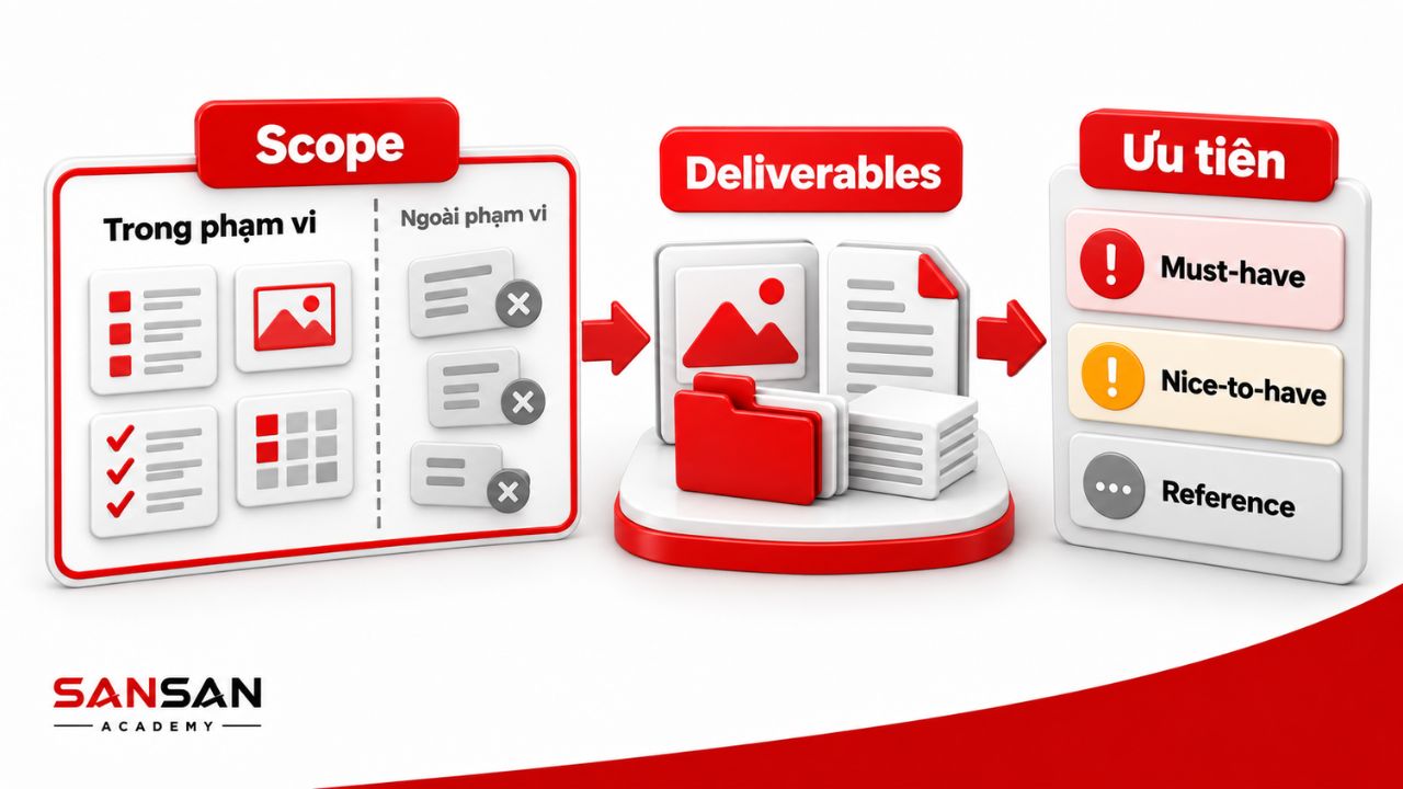 Phạm vi đầu ra và ưu tiên trong Brief