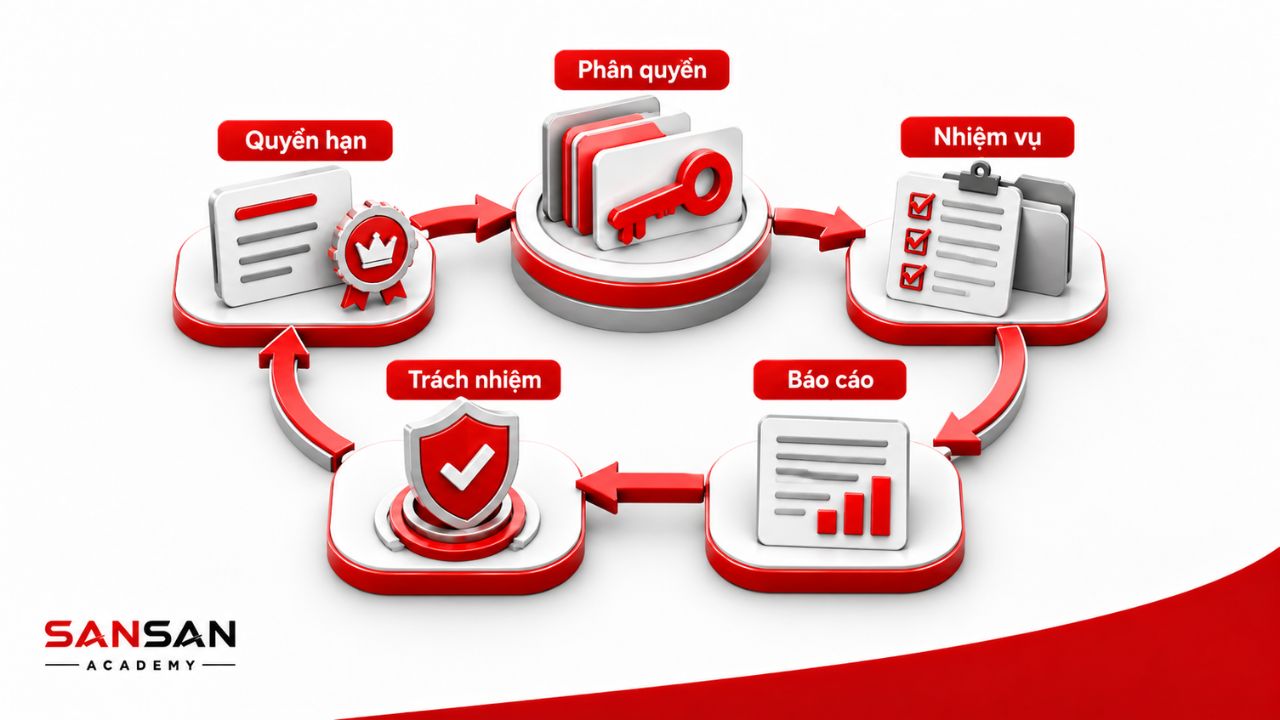 Phân quyền gắn quyền hạn, nhiệm vụ, báo cáo và trách nhiệm