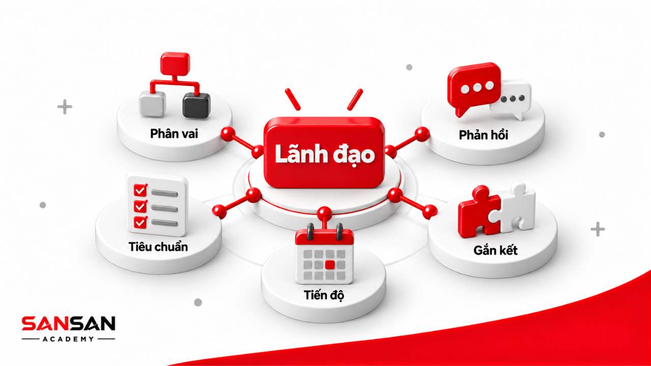 Lãnh đạo đội ngũ sáng tạo qua phân vai, tiêu chuẩn, tiến độ, phản hồi và gắn kết