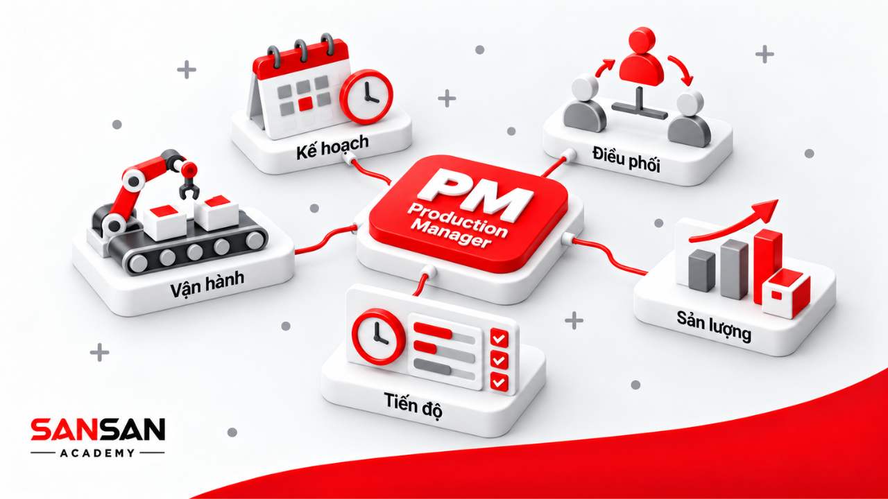 Production Manager lập kế hoạch, điều phối vận hành, kiểm soát sản lượng và tiến độ