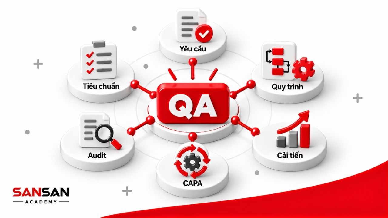 Công việc QA từ xác định yêu cầu, xây tiêu chuẩn và quy trình đến audit, CAPA và cải tiến