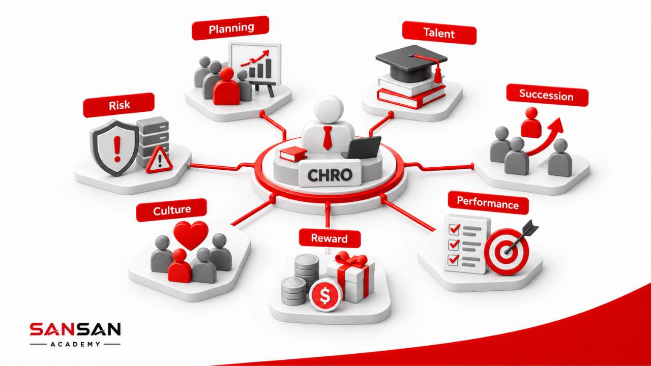 Công việc CHRO gồm hoạch định nhân lực nhân tài kế nhiệm hiệu suất đãi ngộ văn hóa và rủi ro