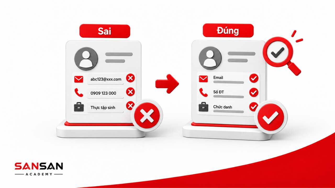 So sánh thông tin người tham chiếu sai và chính xác trong hồ sơ ứng tuyển