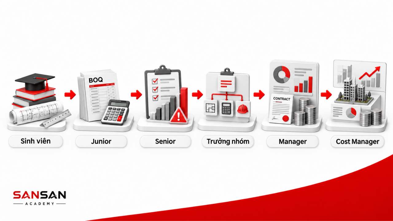 Lộ trình nghề QS từ sinh viên Junior Senior đến Cost Manager