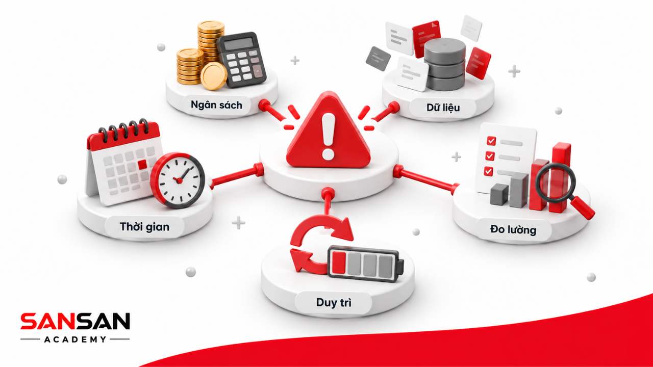 Khó khăn khi triển khai L&D gồm hạn chế thời gian, ngân sách, dữ liệu, đo lường và duy trì hoạt động học tập