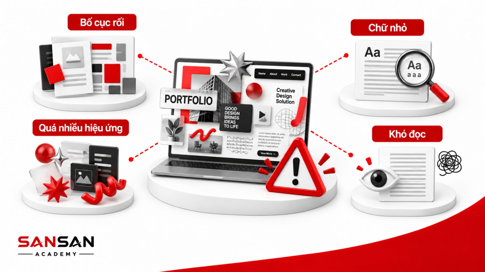Thiết kế Portfolio quá rối khiến nội dung khó đọc và đánh giá