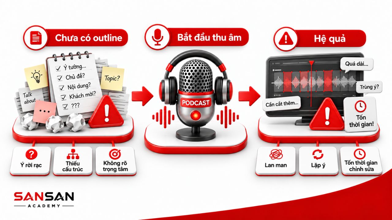 Thu âm thiếu outline dẫn đến lan man, lặp ý và hậu kỳ dài