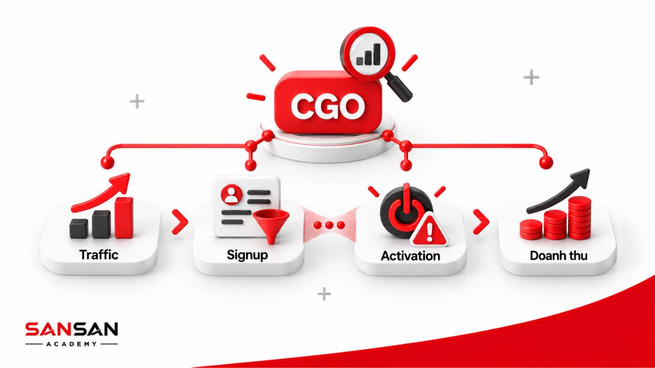 CGO xác định điểm nghẽn từ traffic, signup, activation đến doanh thu