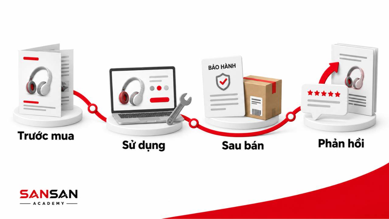 Hành trình hỗ trợ trước mua, khi sử dụng, sau bán và tiếp nhận phản hồi