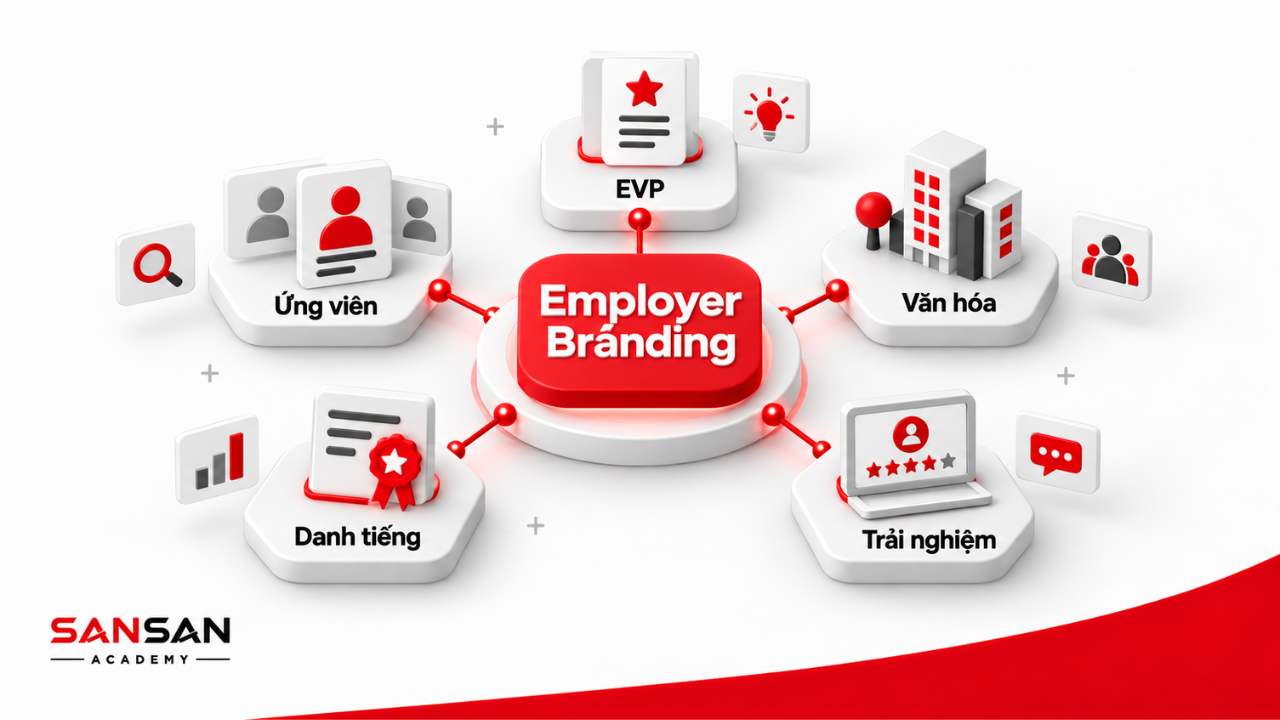 Employer Branding kết nối ứng viên, EVP, văn hóa, trải nghiệm và danh tiếng nhà tuyển dụng