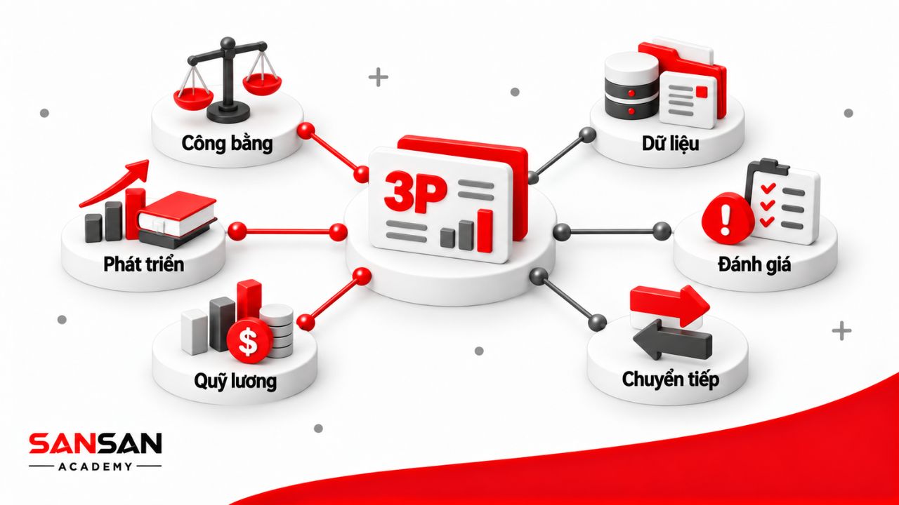 Lương 3P tăng tính minh bạch và liên kết thu nhập với phát triển, nhưng đòi hỏi dữ liệu, tiêu chuẩn đánh giá và khả năng vận hành ổn định.