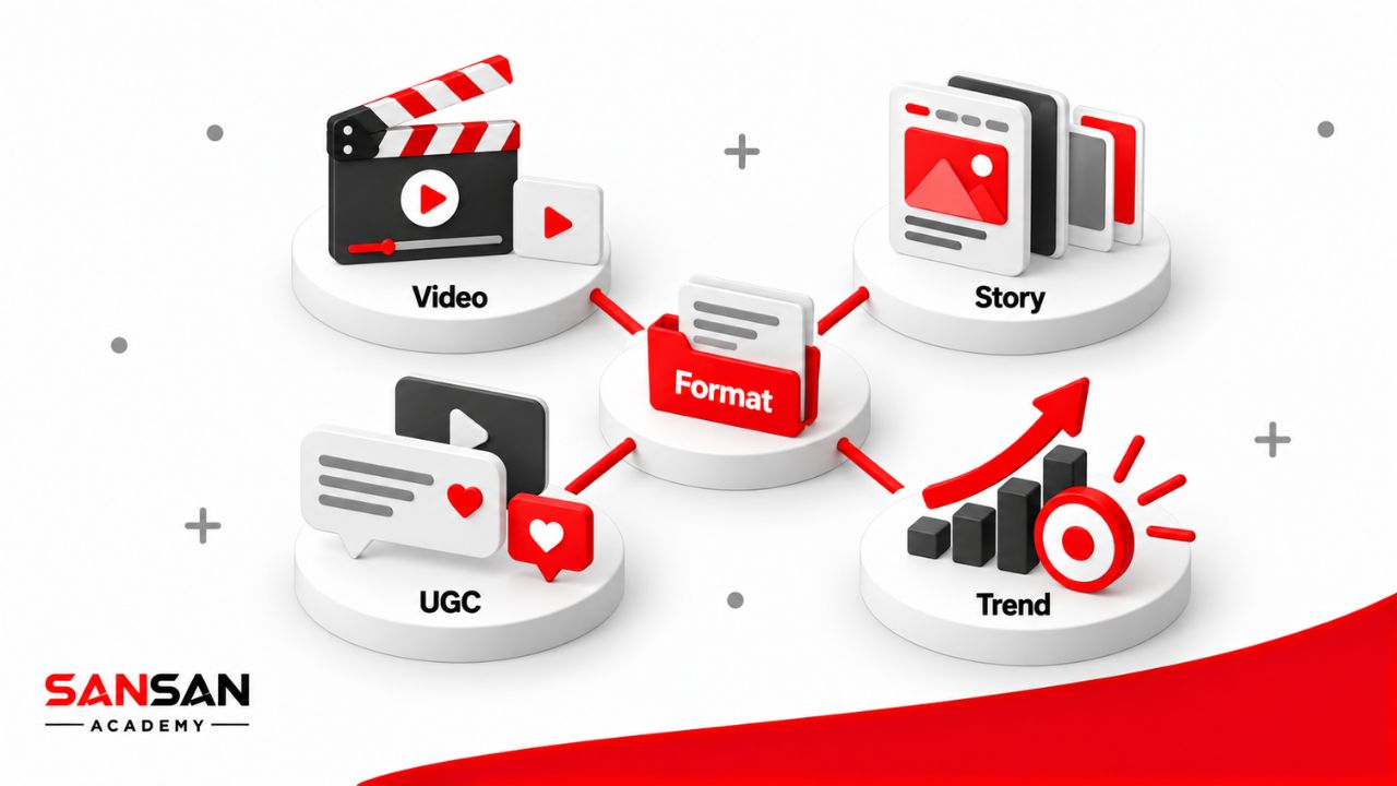 Các dạng viral content gồm video, story, UGC và nội dung theo trend.