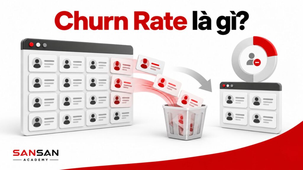 Churn Rate là tỷ lệ khách hàng rời bỏ sản phẩm hoặc dịch vụ trong một khoảng thời gian nhất định.