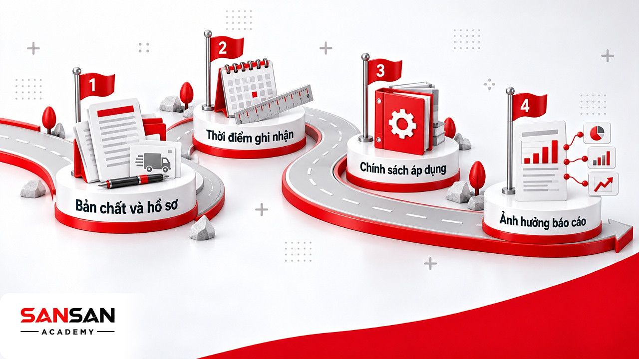 Con đường bốn bước vận dụng 7 nguyên tắc kế toán từ bản chất nghiệp vụ, thời điểm ghi nhận đến ảnh hưởng báo cáo