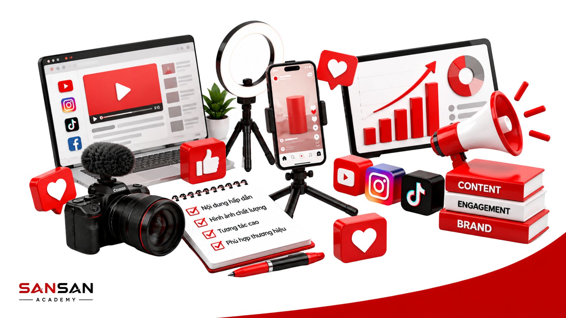 Influencer sáng tạo nội dung bằng hình ảnh, video và mạng xã hội để xây dựng tương tác và ảnh hưởng đến cộng đồng người theo dõi