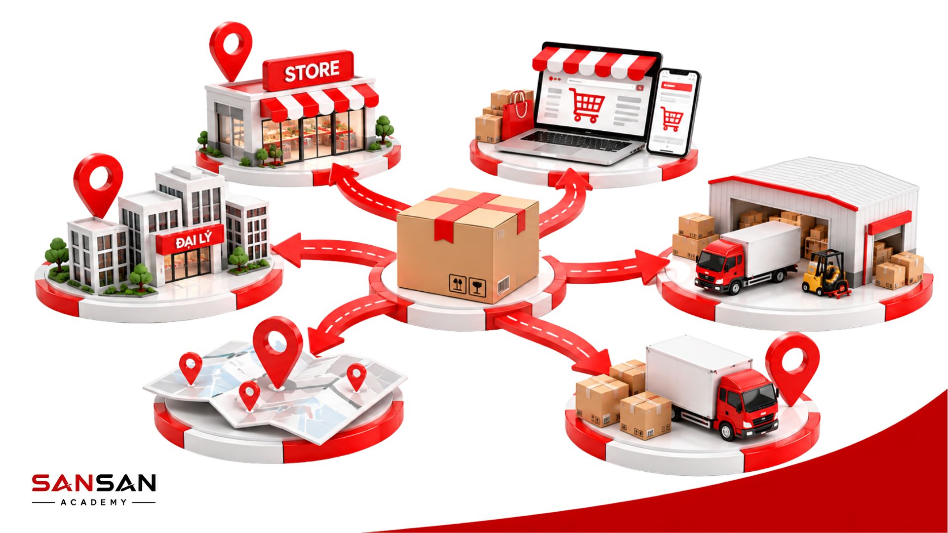 Phân phối Place trong Marketing gồm kênh phân phối, điểm bán, phạm vi thị trường, tồn kho và khả năng cung ứng