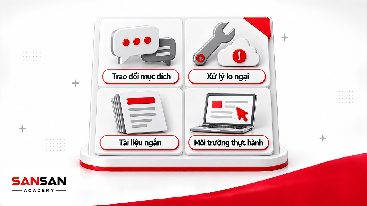 Ma trận bốn nhóm biện pháp hỗ trợ theo ADKAR Model
