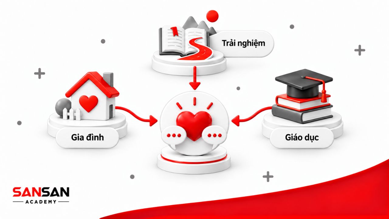 Trải nghiệm sống, gia đình và giáo dục tác động đến khả năng đồng cảm.