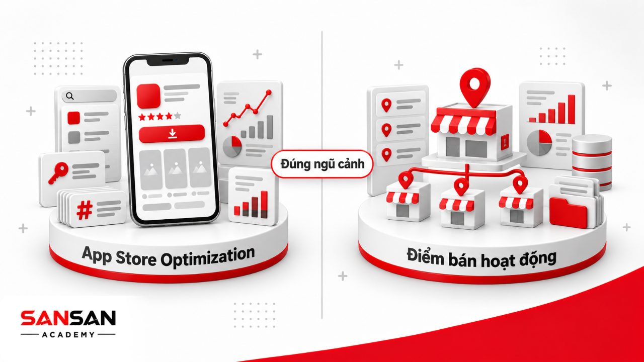 Phân biệt ASO trong marketing ứng dụng là App Store Optimization với ASO trong bán hàng là Active Selling Outlets.