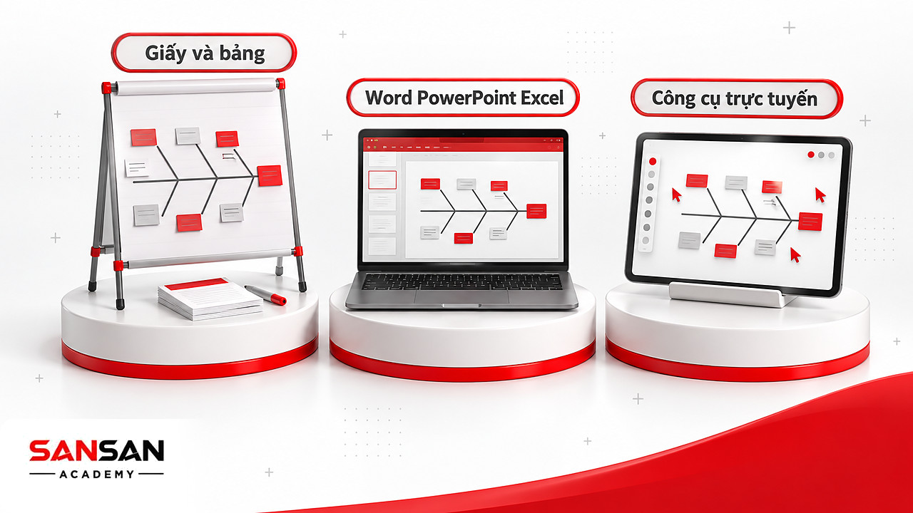 Ba cách vẽ biểu đồ xương cá trên giấy và bảng, bằng phần mềm văn phòng và bằng công cụ trực tuyến