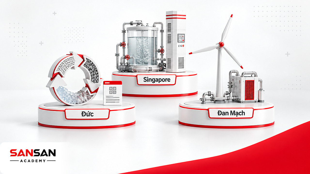 Ba bệ mô hình tuần hoàn vật liệu, sưởi ấm tập trung và tái sử dụng nước của kinh tế xanh thế giới