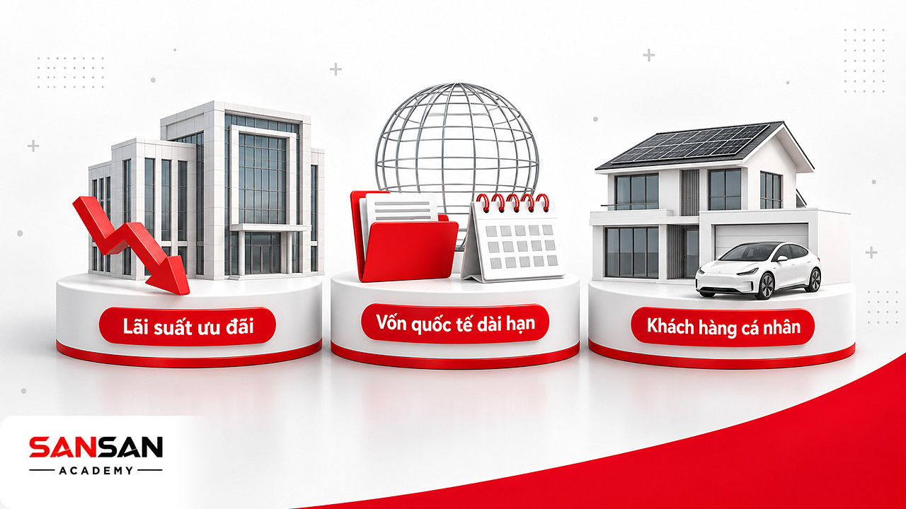 Ba bệ mô hình lãi suất ưu đãi, vốn quốc tế dài hạn và vay cá nhân trong tín dụng xanh tại ngân hàng