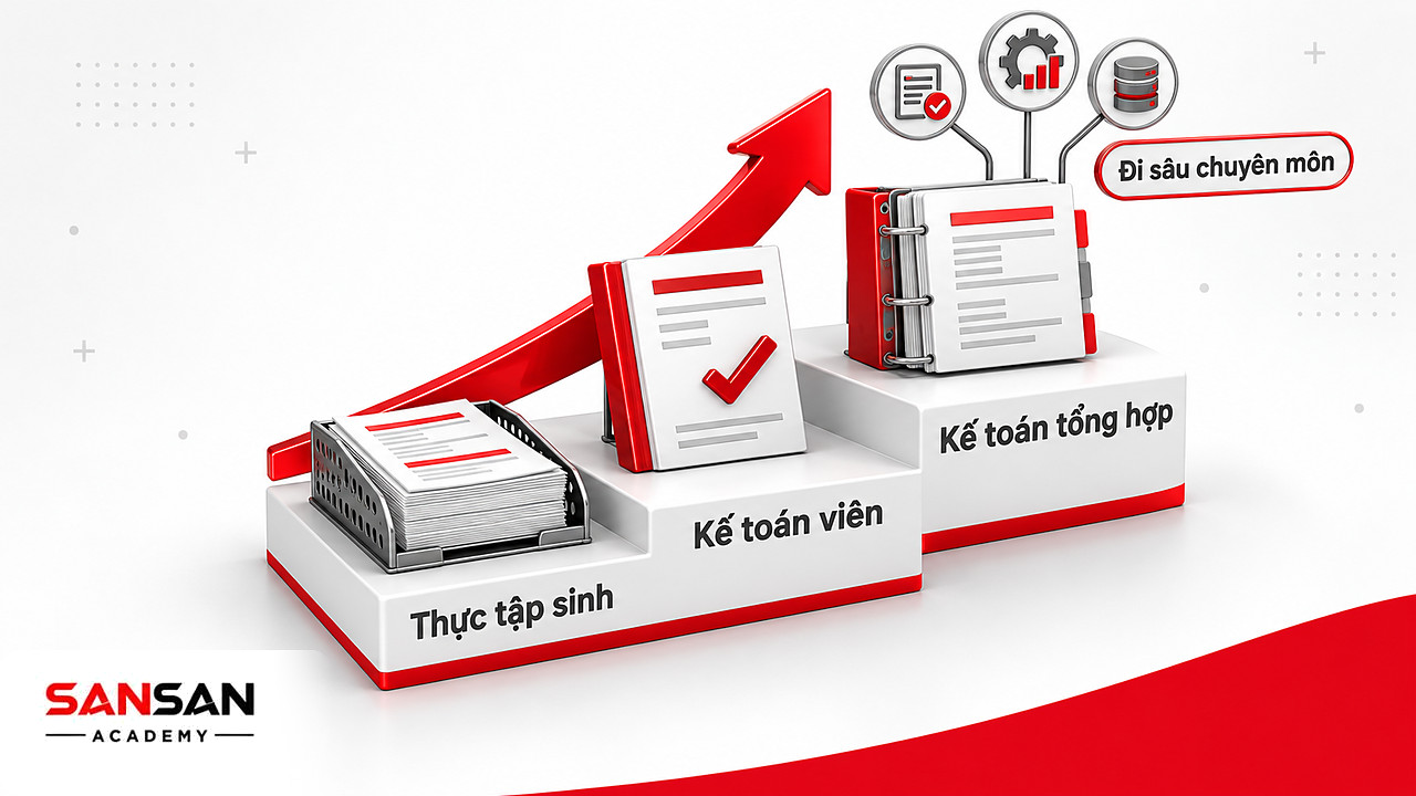 Bậc thang nghề kế toán từ thực tập sinh, kế toán viên lên kế toán tổng hợp và các hướng chuyên sâu