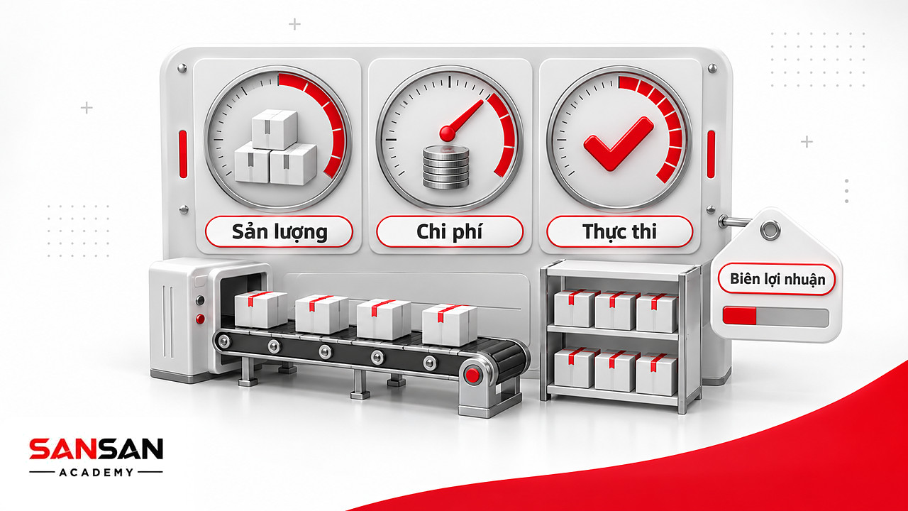 Bảng đồng hồ đo sản lượng, chi phí, chất lượng thực thi cùng thẻ giá biên lợi nhuận mỏng của ngành FMCG