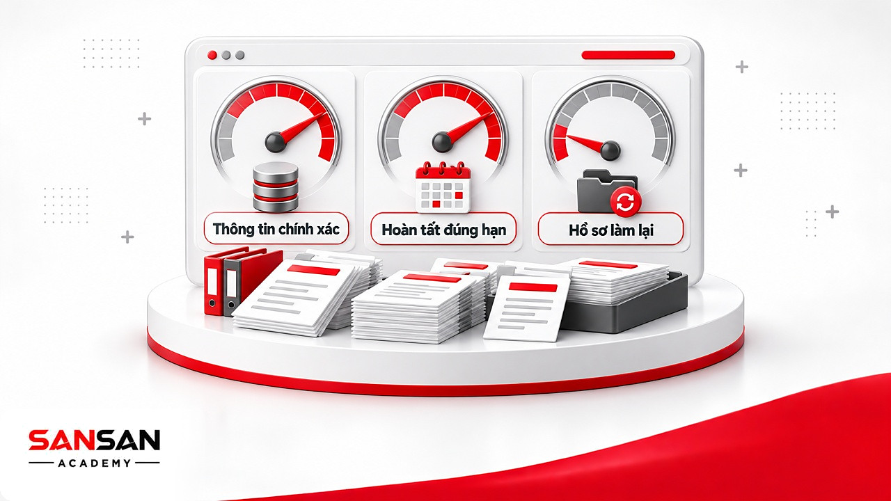 Bảng đồng hồ đo tỷ lệ chính xác, hoàn tất đúng hạn và hồ sơ làm lại khi thử nghiệm dịch vụ BPO