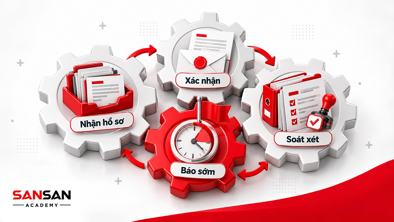 Bánh răng ăn khớp giữa nhận hồ sơ, xác nhận, giấy làm việc và soát xét trong một cuộc kiểm toán